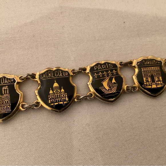 Vintage gold tone and black Paris France Monuments Bracelet - Picture 6 of 10